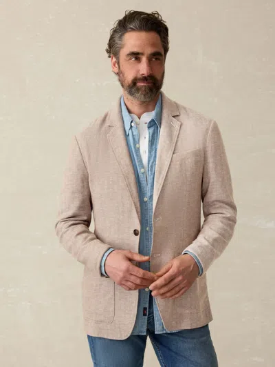 Faherty Movement&trade; Linen Blazer In Wolf Sands Herringbone