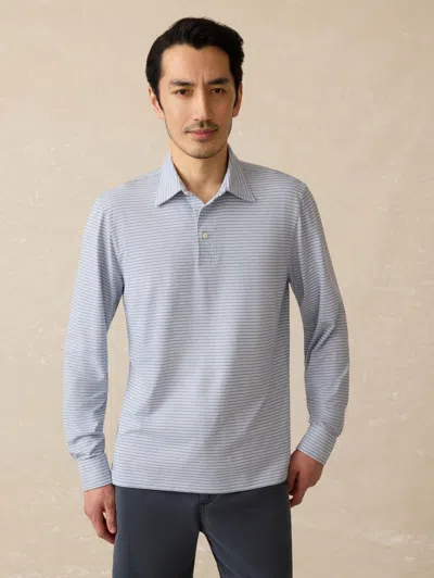 Faherty Movement&trade; Long-sleeve Polo Shirt In Sea Shadow Stripe
