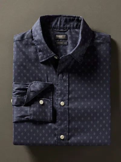 Faherty Movement&trade; Shirt In Navy Dusk Diamond Print