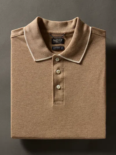 Faherty Movement&trade; Short-sleeve Pique Polo Shirt In Driftwood Island Heather