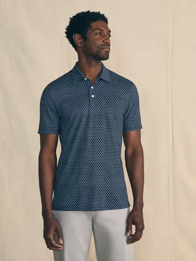 Faherty Movement&trade; Short-sleeve Pique Polo Shirt In Midnight Fishscale
