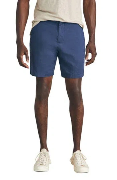 Faherty Movement Flex Linen & Organic Cotton Blend Shorts In Blue