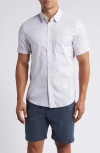 Faherty Movement Geo Print Short Sleeve Button-down Shirt In Ivory Cliff Floral