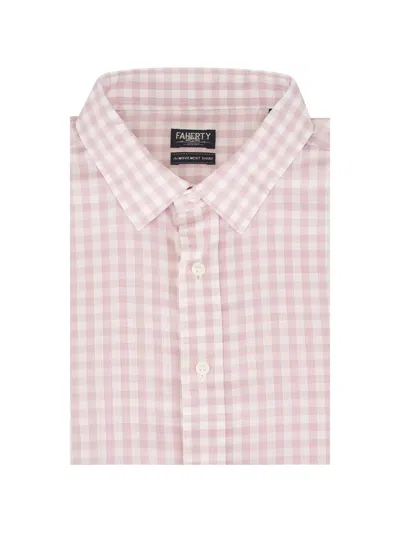 Faherty Movement Gingham-print Stretch Shirt In Pink
