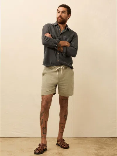 Faherty Movement Linen Drawstring Short In Nude