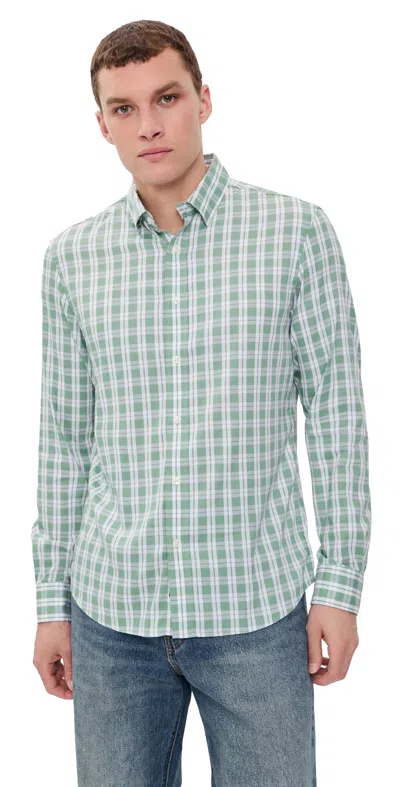 Faherty Movement Monterey Button Down Shirt Sage Isle Check In Blue