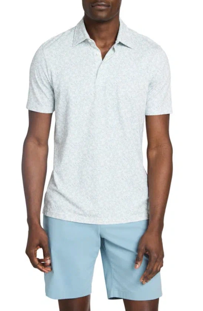 Faherty Movement Pima Cotton Blend Piqué Polo In Sky Canopy Print