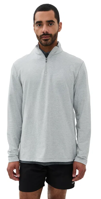 Faherty Movement Quarter Zip Grey Cove Stripe