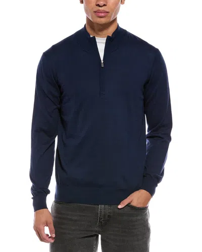 Faherty Movement Quarter Zip Sweater In Blue