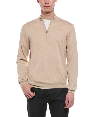 Faherty Movement Quarter Zip Sweater In Brown