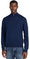 Faherty Movement Quarter Zip Sweater Marine Navy Heather