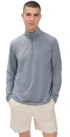 Faherty Movement Quarter Zip Sweatshirt Charcoal Stream Stripe