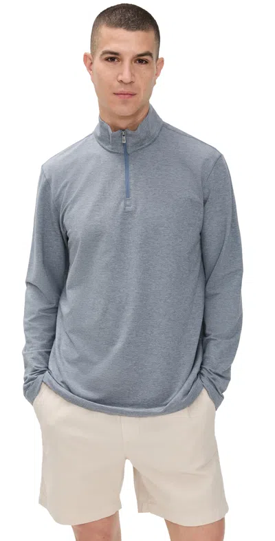 Faherty Movement Quarter Zip Sweatshirt Charcoal Stream Stripe