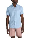 Faherty Movement Geo Print Short Sleeve Button-down Shirt In Atlantic Sky