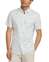 Faherty The Movement Geometric Print Short Sleeve Button-up Shirt In White