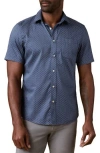 Faherty Movement Short Sleeve Button-up Shirt In Blue