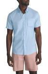 Faherty Movement Short Sleeve Button-up Shirt In Blue