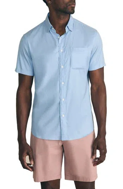 Faherty Movement Short Sleeve Button-up Shirt In Blue