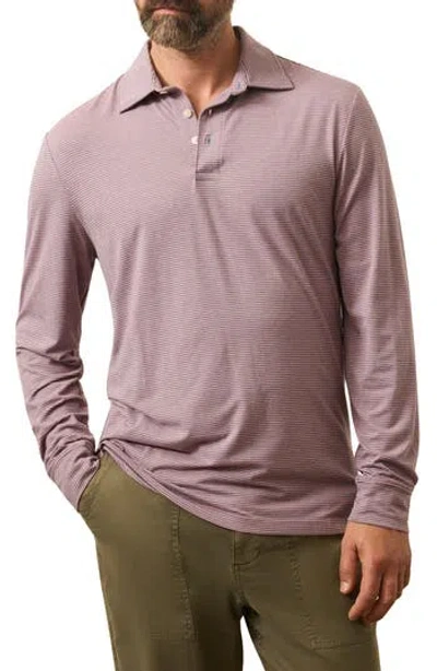 Faherty Movement Stripe Long Sleeve Polo In Purple