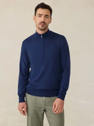Faherty Movement Sweater Women's Navy Quarter Zip Long Slevee Jzz1074 In Blue