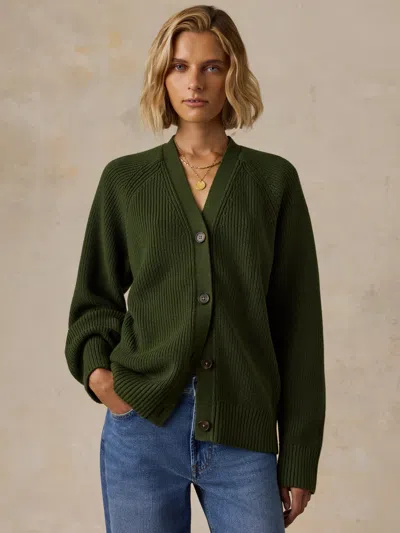 Faherty Northshore Cardigan In Deep Green