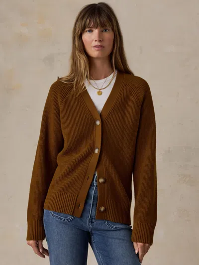 Faherty Northshore Cardigan In Toasted Sun