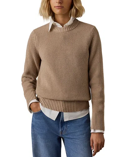 Faherty Northshore Cotton & Wool Crewneck Sweater In Brown