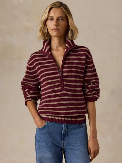 Faherty Northshore Quarter Zip In Burgundy