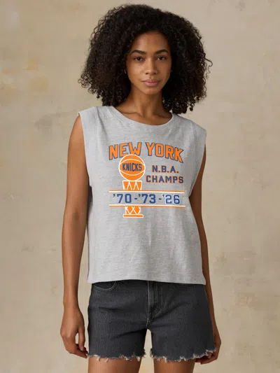 Faherty Ny Knicks Sunwashed Organic Muscle Tank In Gray