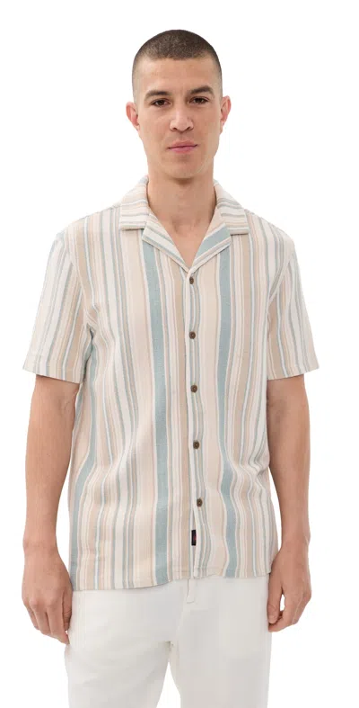 Faherty Oasis Camp Shirt Teal Cliff Stripe In Multi