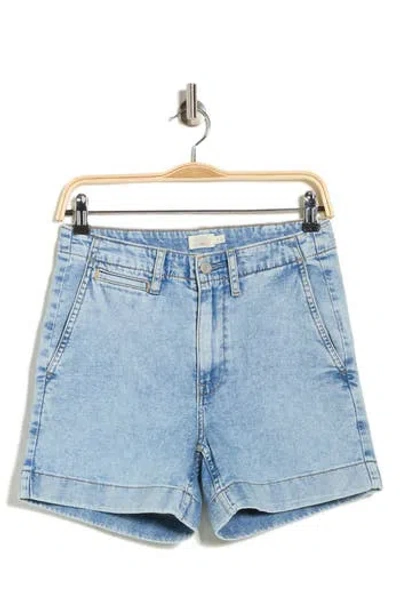 Faherty Organic Cotton & Linen Blend Denim Shorts In Blue