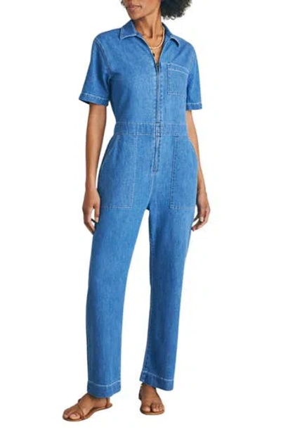 Faherty Organic Cotton Blend Denim Jumpsuit