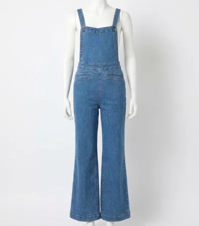 Faherty Organic Cotton Denim Siena Jumpsuit In Seabrook Wash In Blue