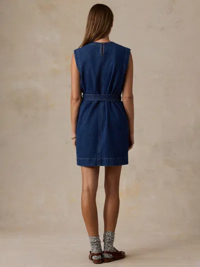 Faherty Organic Cotton Denim Sleeveless Dress In Blue