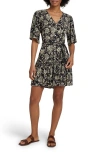 Faherty Orinda Tie Waist Button-up Crepe Minidress In Charcoal Chiyoda