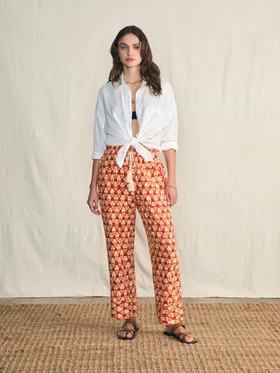 Faherty Pacific Beach Linen Pants In Spiced Shibori Print