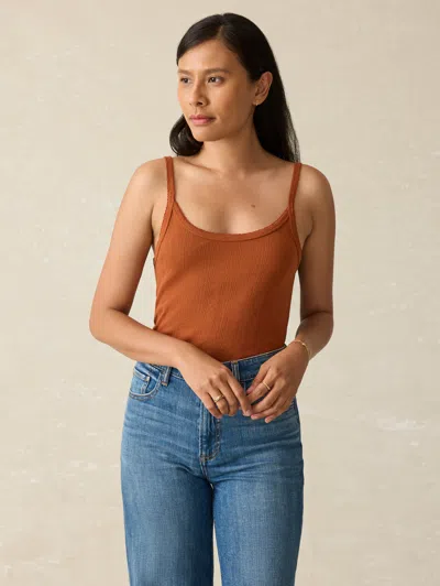 Faherty Pacific Pointelle Tank In Gingerbread