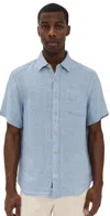 Faherty Palma Basket Weave Linen Shirt Blue In Blue