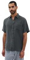 Faherty Palma Basketweave Linen Shirt Washed Black In Washed Black