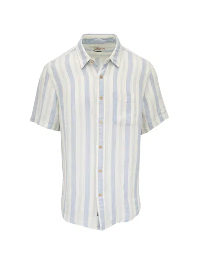 Faherty Palma Island Striped Linen Shirt In Blue