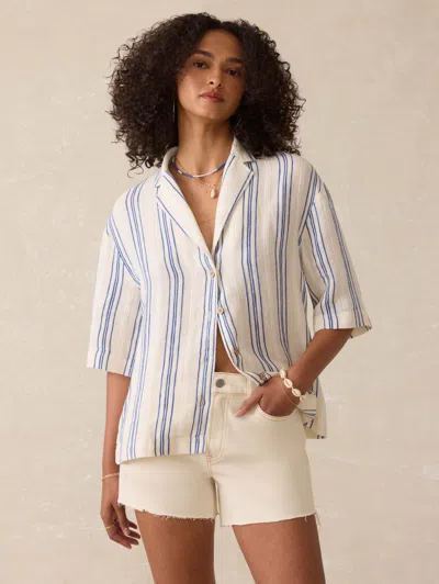 Faherty Palma Linen Camp Shirt In White