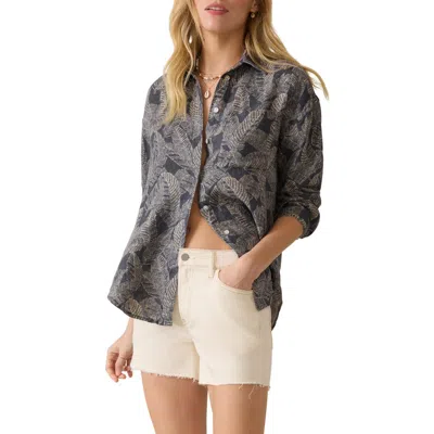 Faherty Palma Linen Shirt In Gray