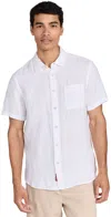 Faherty Short-sleeve Linen Laguna Shirt In Bright White Basketweave