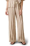 Faherty Palma Linen Stripe Drawstring Pants In Brown