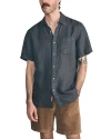 Faherty Short-sleeve Linen Laguna Shirt In Black Bask