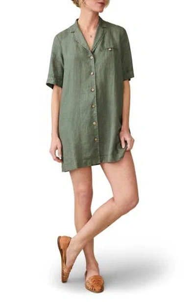Faherty Paradise Point Linen Shirtdress In Green