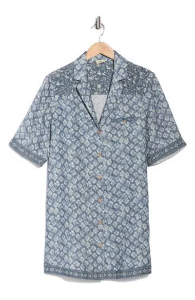Faherty Paradise Point Short Sleeve Linen Shirtdress In Blue