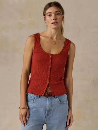 Faherty Paradise Pointelle Cami Cardigan In Brown