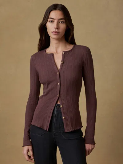 Faherty Paradise Pointelle Cardigan In Brown