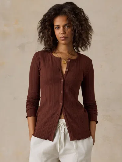 Faherty Paradise Pointelle Cardigan In Burgundy